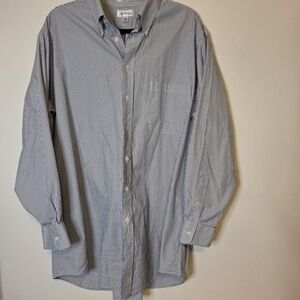 Paul Fredrick Blue Striped Button Down Shirt Big And Tall 18-35